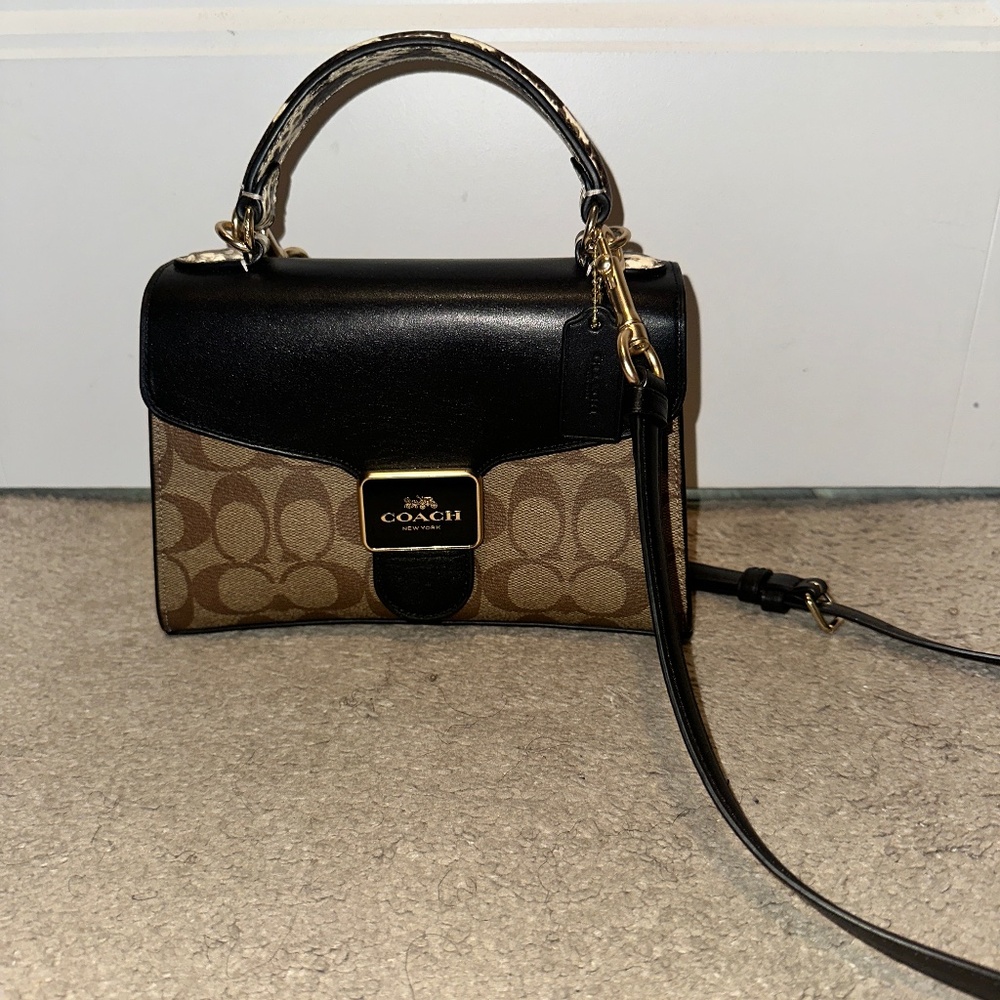 Coach Pepper Satchel - Canvas and Snakeskin